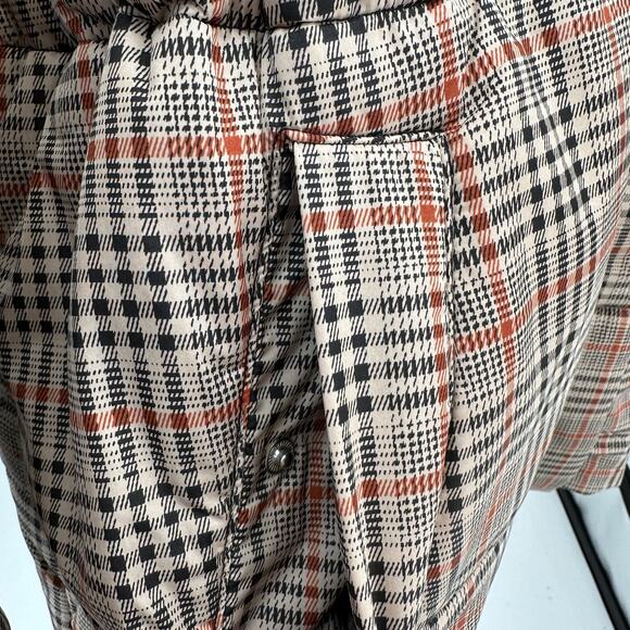 Ava & Viv Mid Length Puffer Jacket SZ 1X Tan Black Orange Hooded Snap Full Zip - Picture 6 of 14